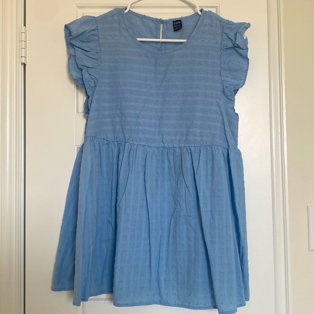 SHEIN Powder blue blouse with keyhole detail